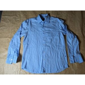 Hugo Boss men's blue long sleeve button up checkered size large